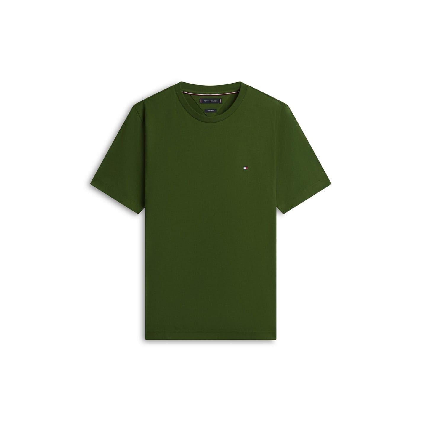 Deep Pine - Front - Tommy Hilfiger Mens Embroidered Logo Crew Neck T-Shirt