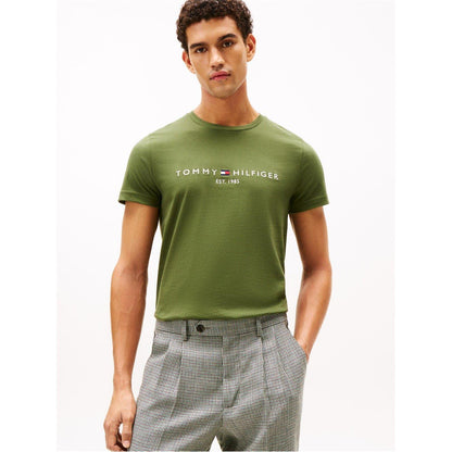 Pine - Back - Tommy Hilfiger Mens Embroidered Logo Crew Neck T-Shirt