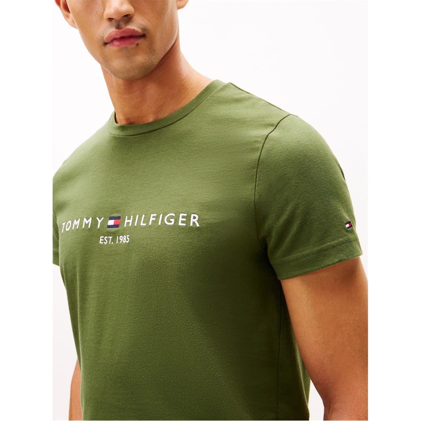 Pine - Side - Tommy Hilfiger Mens Embroidered Logo Crew Neck T-Shirt
