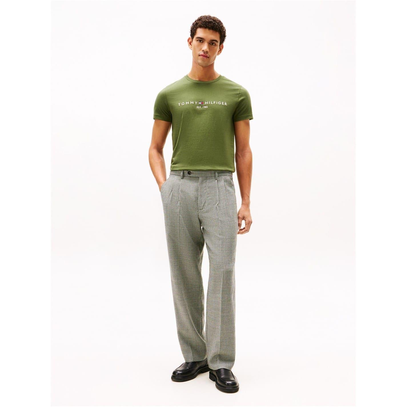 Pine - Lifestyle - Tommy Hilfiger Mens Embroidered Logo Crew Neck T-Shirt