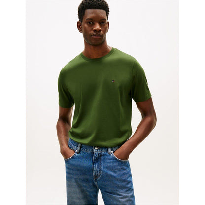 Deep Pine - Back - Tommy Hilfiger Mens Embroidered Logo Crew Neck T-Shirt