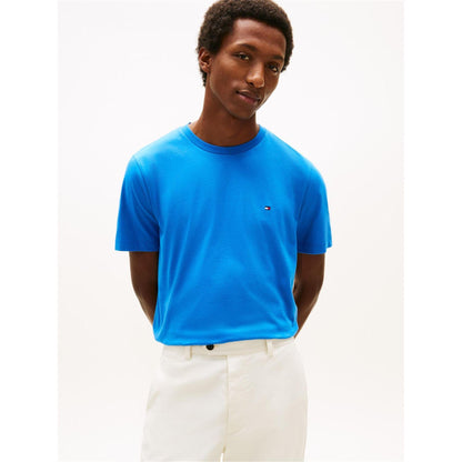 Dark Blue - Back - Tommy Hilfiger Mens Embroidered Logo Crew Neck T-Shirt