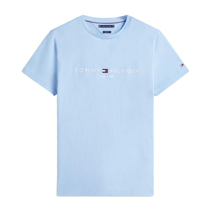 Blue - Front - Tommy Hilfiger Mens Embroidered Logo Crew Neck T-Shirt