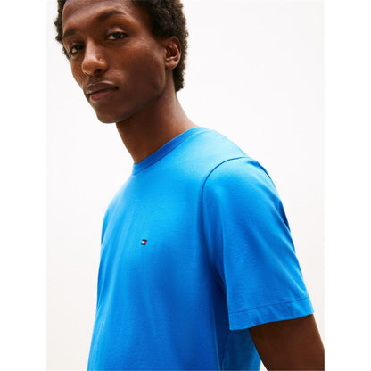 Dark Blue - Side - Tommy Hilfiger Mens Embroidered Logo Crew Neck T-Shirt