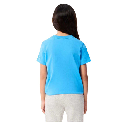 Blue - Back - Lacoste Childrens-Kids Basic Embroidered Regular T-Shirt
