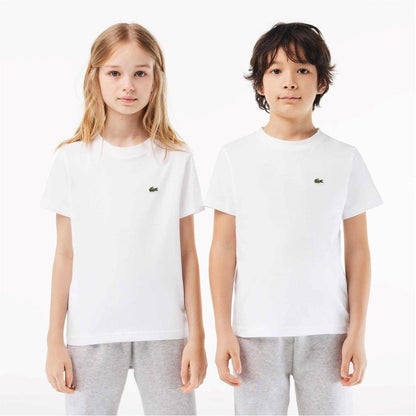 White - Front - Lacoste Childrens-Kids Basic Embroidered Regular T-Shirt