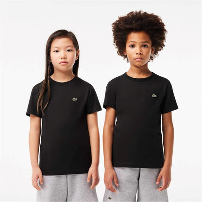 Black - Front - Lacoste Childrens-Kids Basic Embroidered Regular T-Shirt