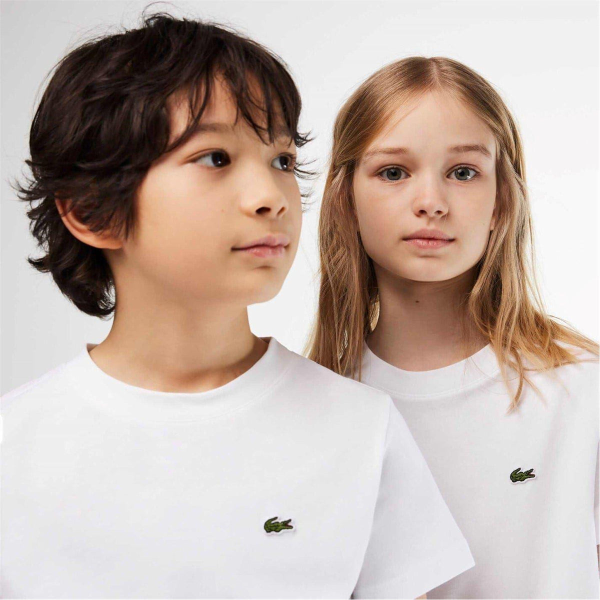 White - Back - Lacoste Childrens-Kids Basic Embroidered Regular T-Shirt