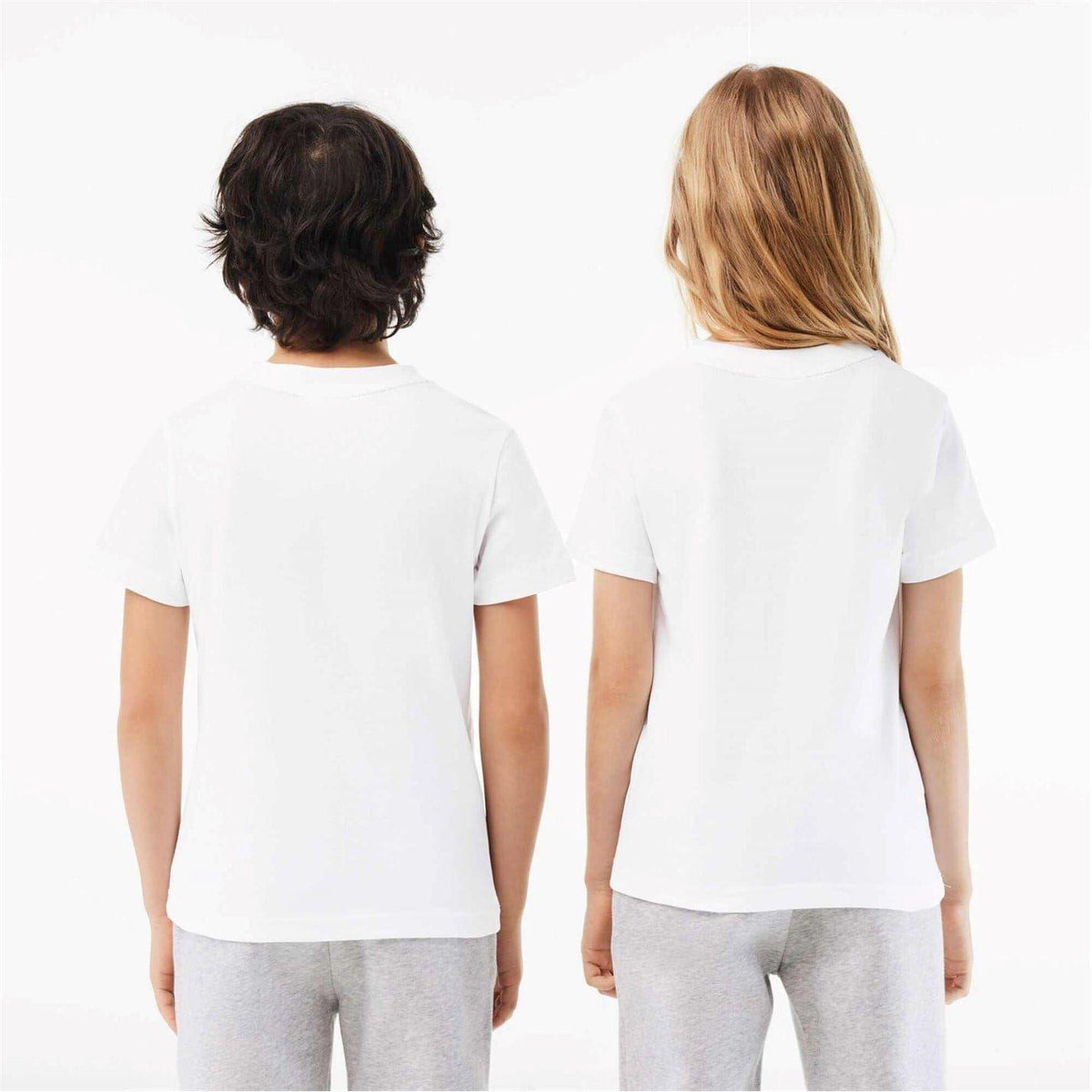 White - Side - Lacoste Childrens-Kids Basic Embroidered Regular T-Shirt