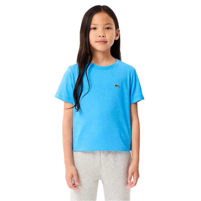 Blue - Side - Lacoste Childrens-Kids Basic Embroidered Regular T-Shirt