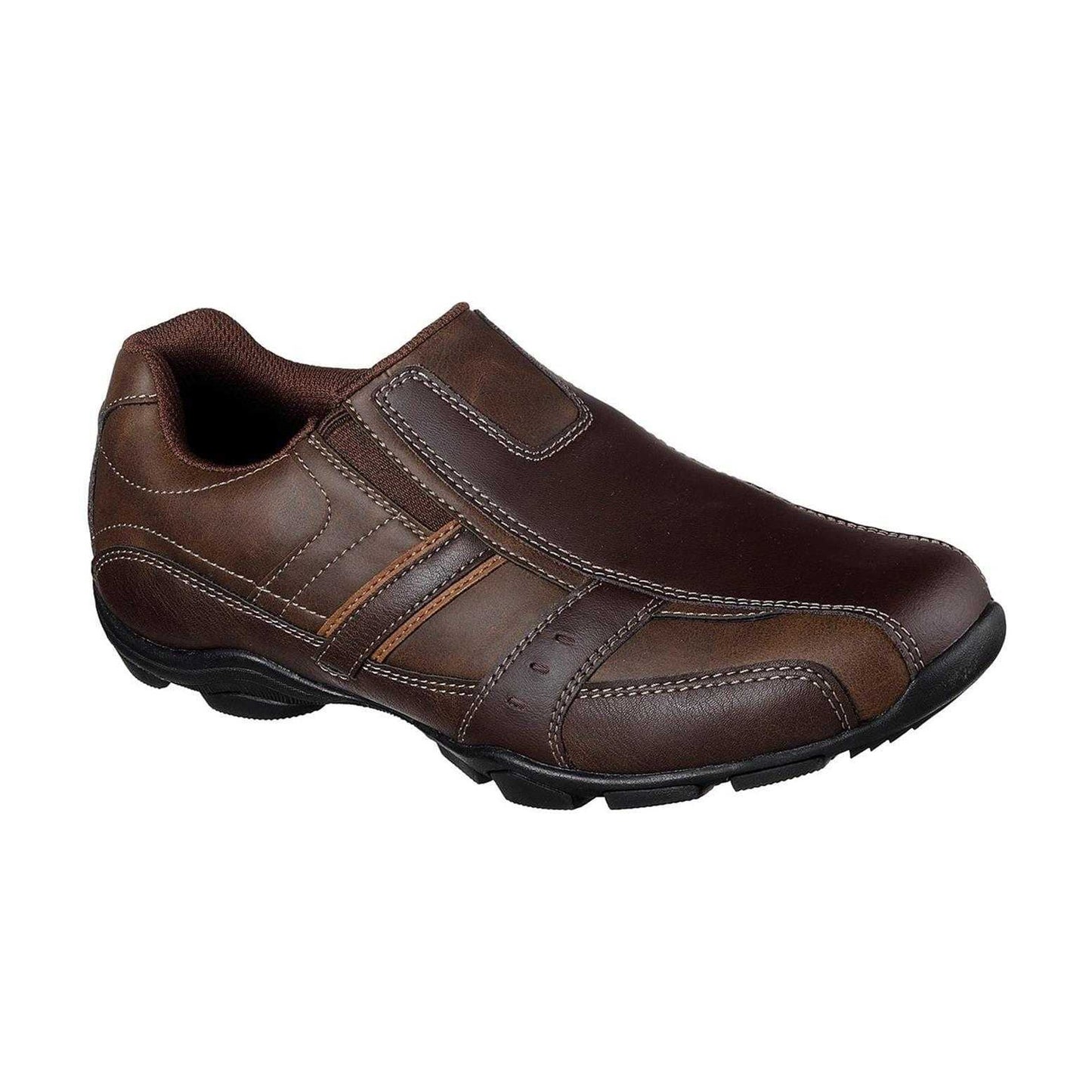 Brown - Back - Skechers Mens Marter Twin Leather Casual Shoes
