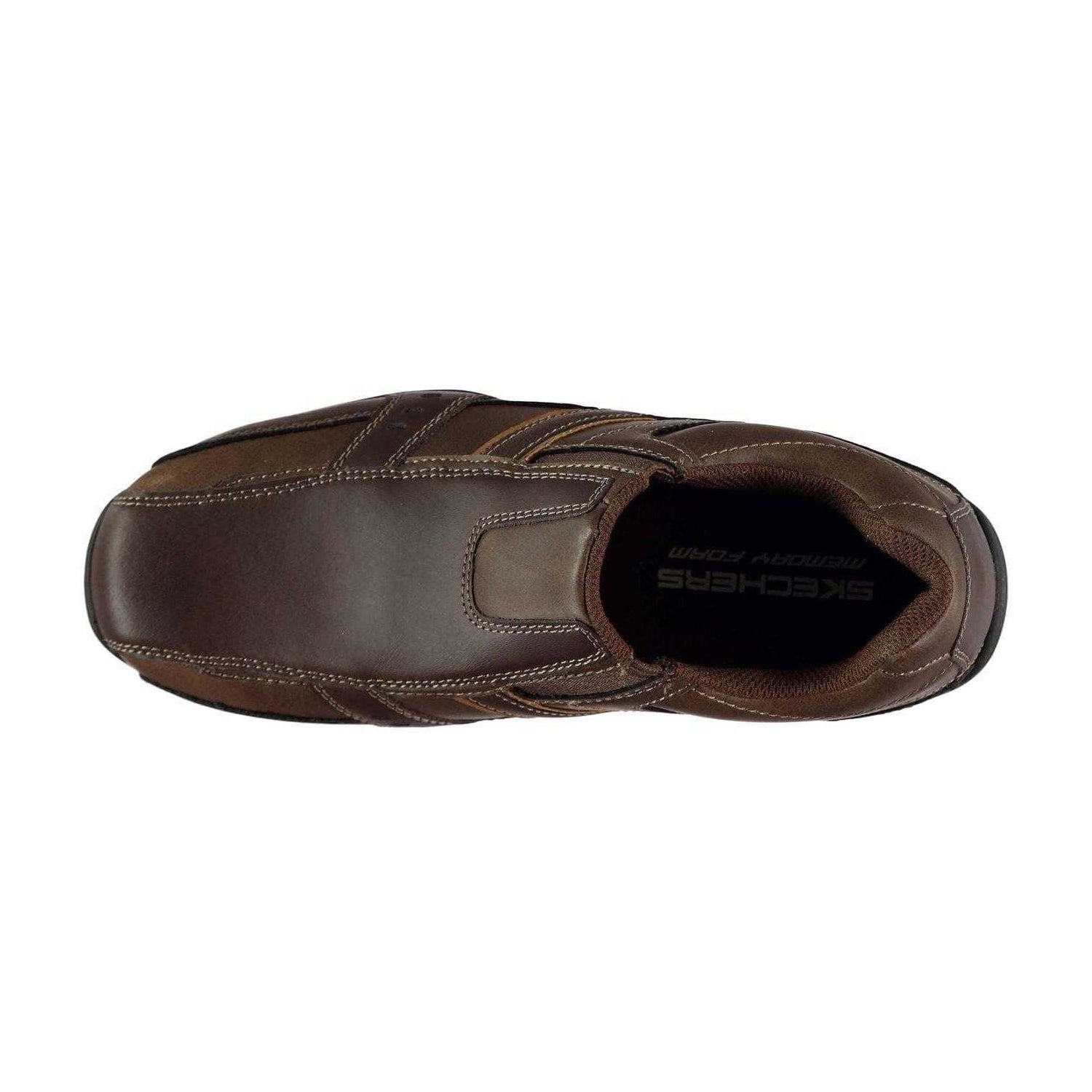 Brown - Side - Skechers Mens Marter Twin Leather Casual Shoes