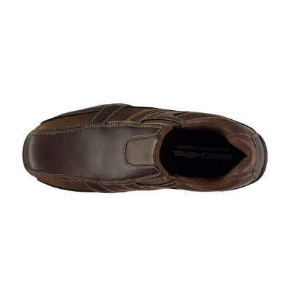 Brown - Side - Skechers Mens Marter Twin Leather Casual Shoes