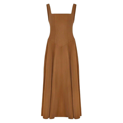 Olive - Front - Odd Muse Womens-Ladies A-line Low Rise Midi Dress