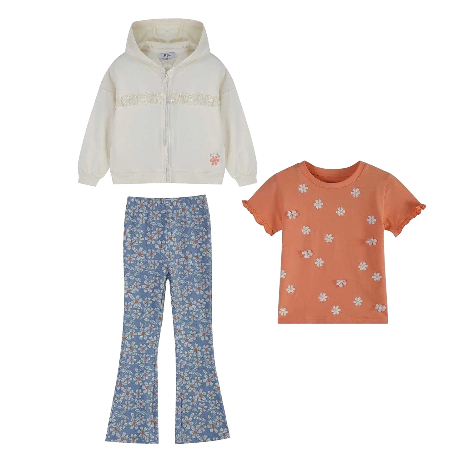 White - Front - Be You Toddler Floral Hoodie And Leggings Set