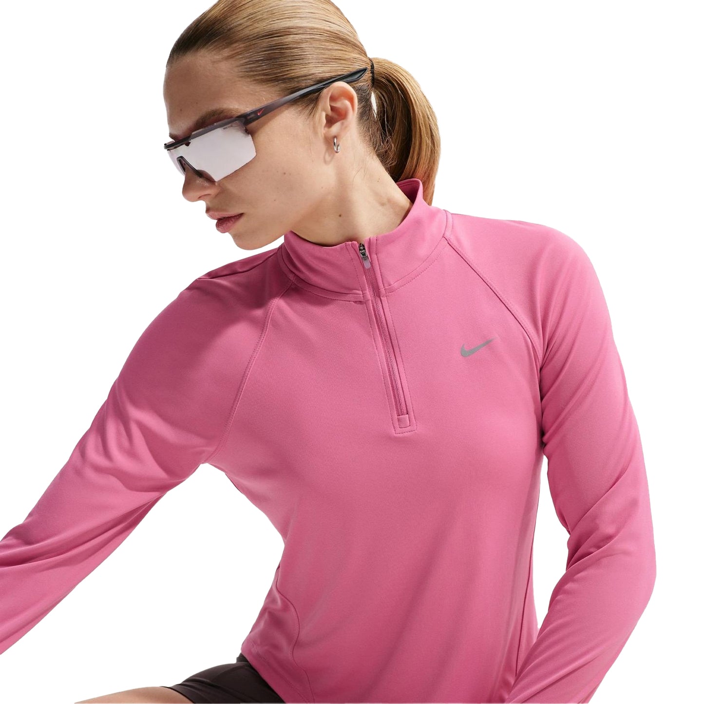 Pink Foam - Side - Nike Womens-Ladies Swoosh Long-Sleeved Running Top