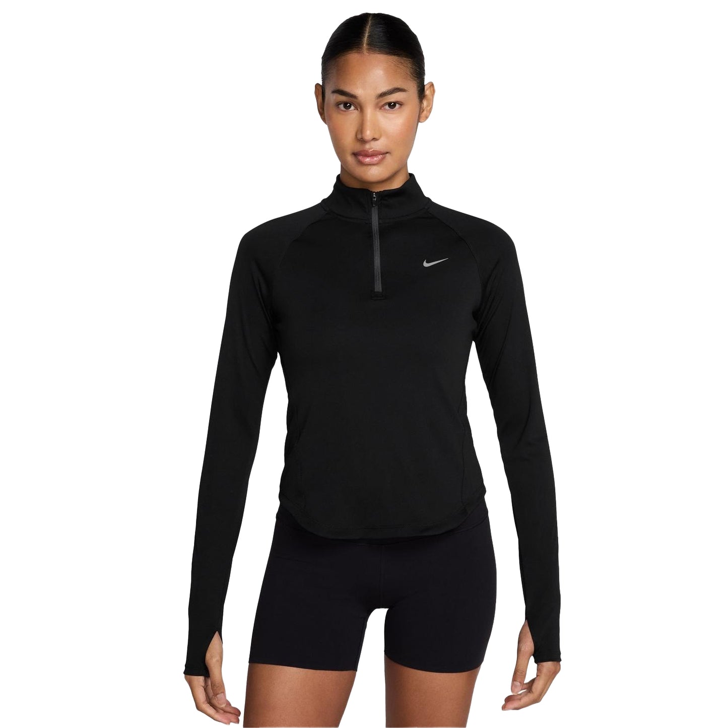 Black - Side - Nike Womens-Ladies Swoosh Long-Sleeved Running Top
