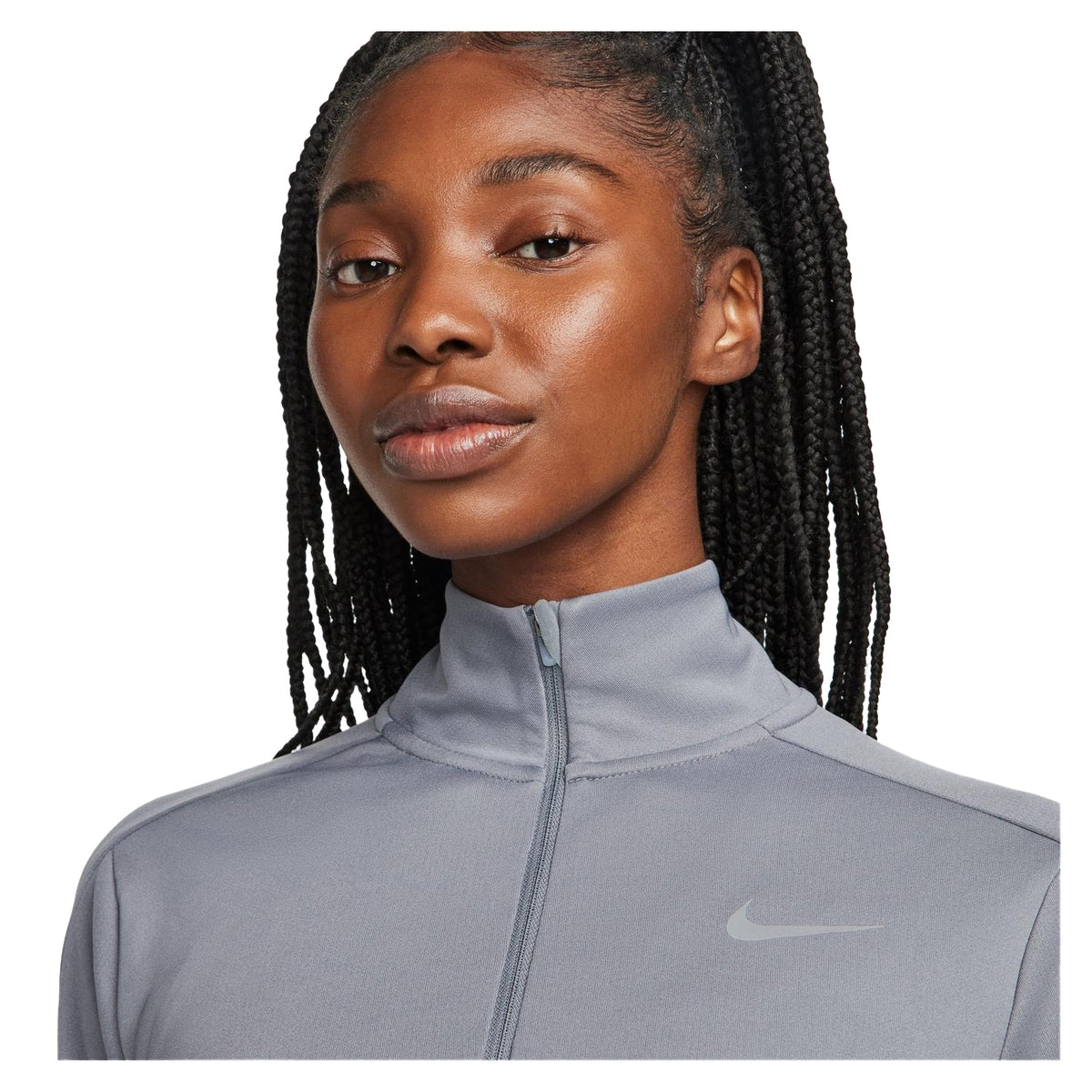 Smoke Grey - Side - Nike Womens-Ladies Swoosh Long-Sleeved Running Top