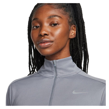 Smoke Grey - Side - Nike Womens-Ladies Swoosh Long-Sleeved Running Top