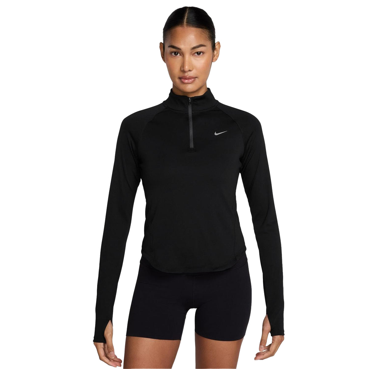Black - Side - Nike Womens-Ladies Swoosh Long-Sleeved Running Top