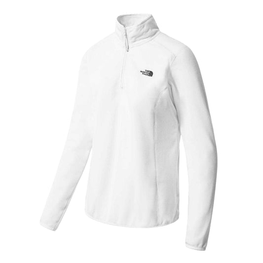 White - Front - The North Face Womens-Ladies Glacier Logo Quarter Zip Fleece Top
