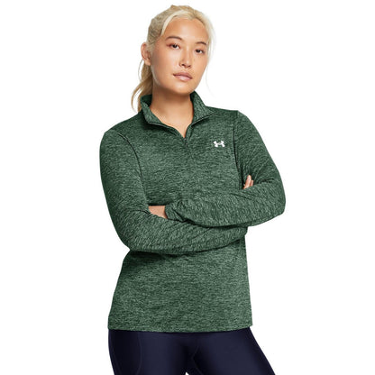 Forest Green - Side - Under Armour Womens-Ladies Tech Textured Half Zip Top