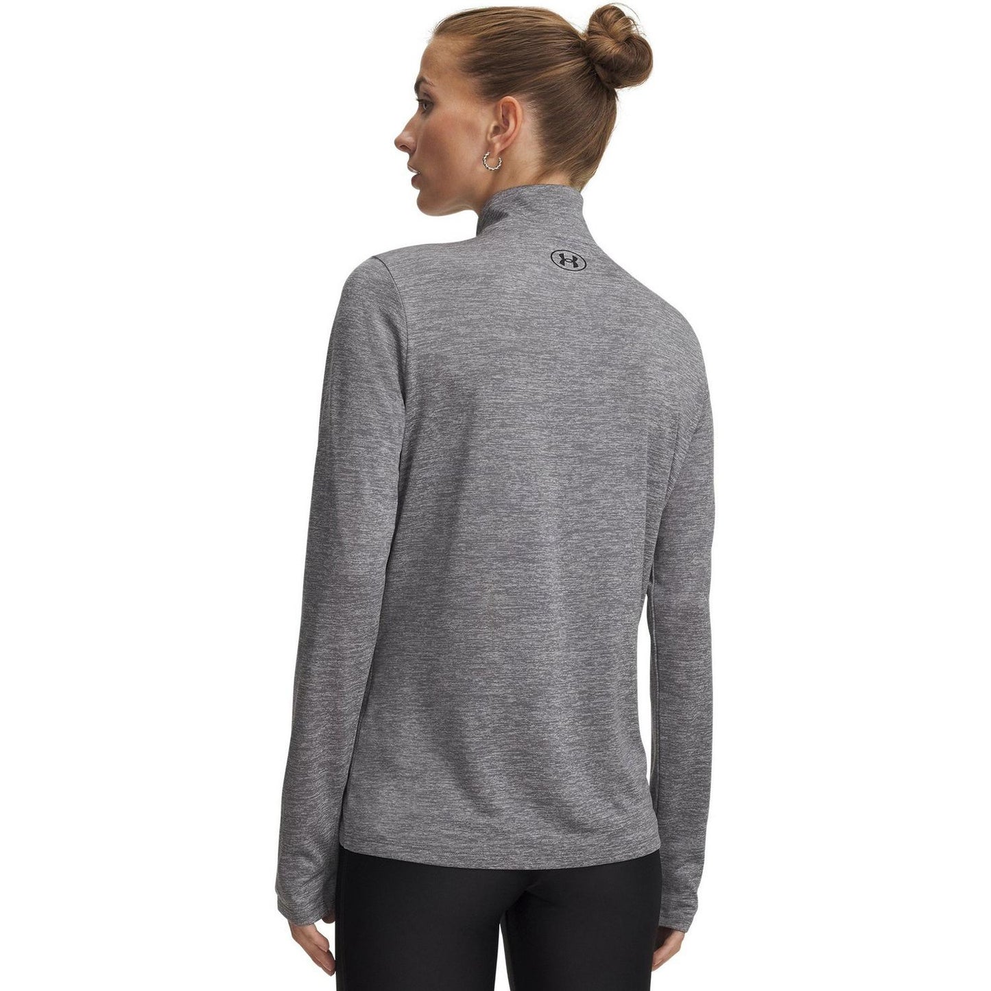Green-Black - Back - Under Armour Womens-Ladies Tech Textured Half Zip Top