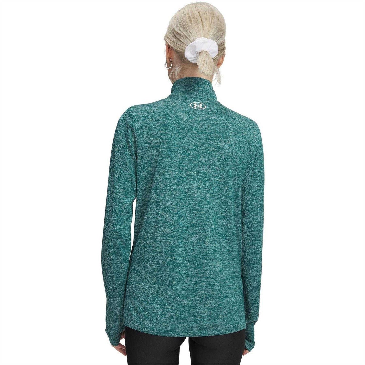 Green - Back - Under Armour Womens-Ladies Tech Textured Half Zip Top