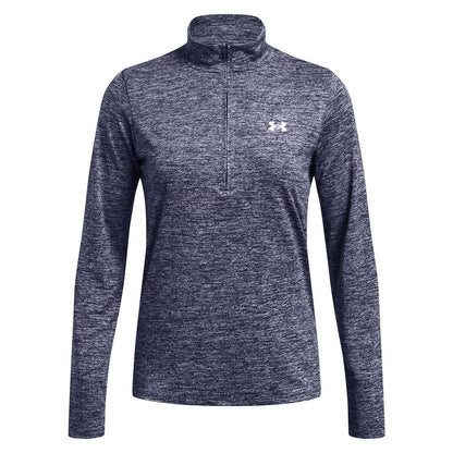 Midnight Navy - Front - Under Armour Womens-Ladies Tech Textured Half Zip Top