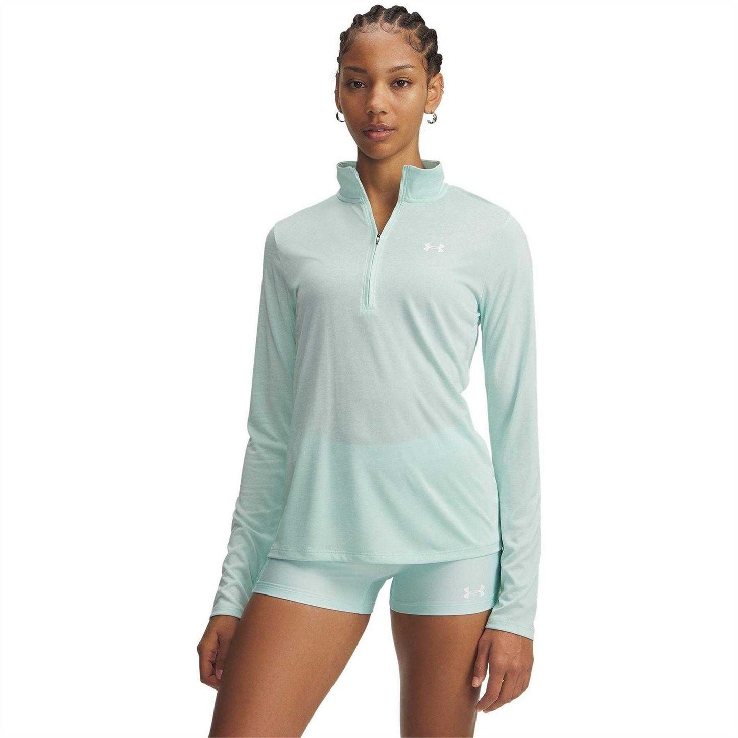 Mint - Front - Under Armour Womens-Ladies Tech Textured Half Zip Top