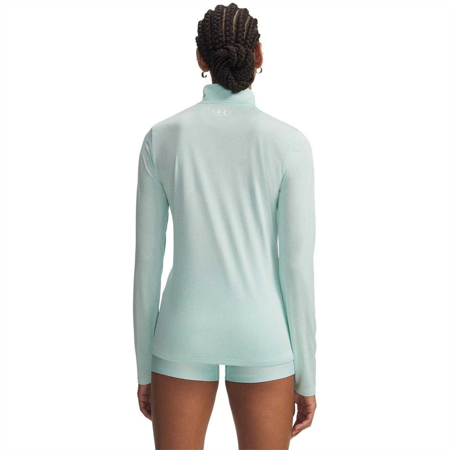 Mint - Back - Under Armour Womens-Ladies Tech Textured Half Zip Top