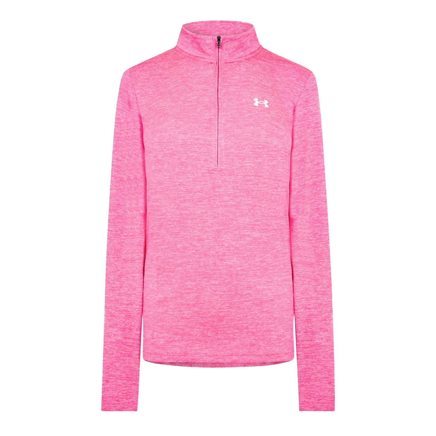 Super Pink-White Heather - Front - Under Armour Womens-Ladies Tech Textured Half Zip Top