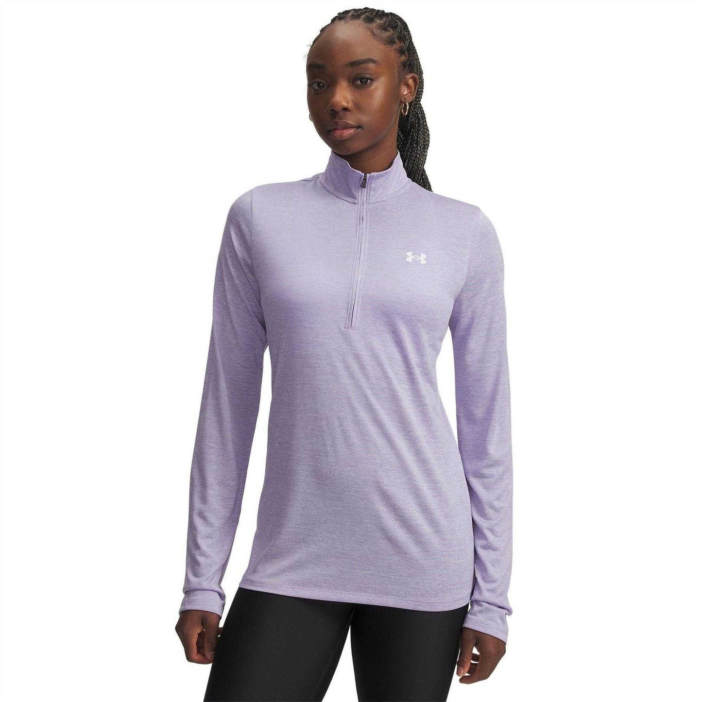 Transparent - Front - Under Armour Womens-Ladies Tech Textured Half Zip Top
