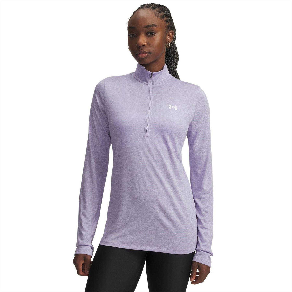 Transparent - Front - Under Armour Womens-Ladies Tech Textured Half Zip Top