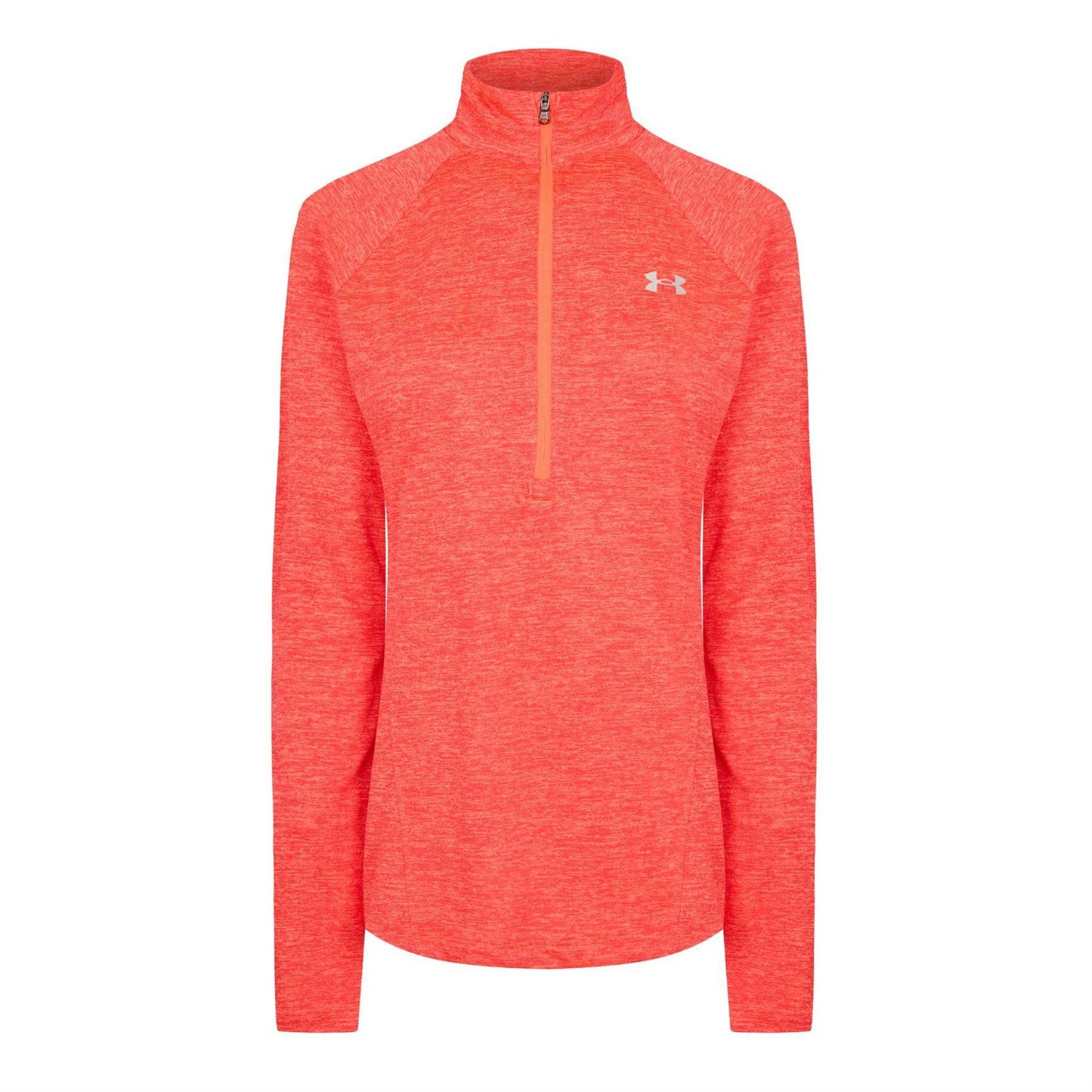 Light Pink-White - Front - Under Armour Womens-Ladies Tech Textured Half Zip Top
