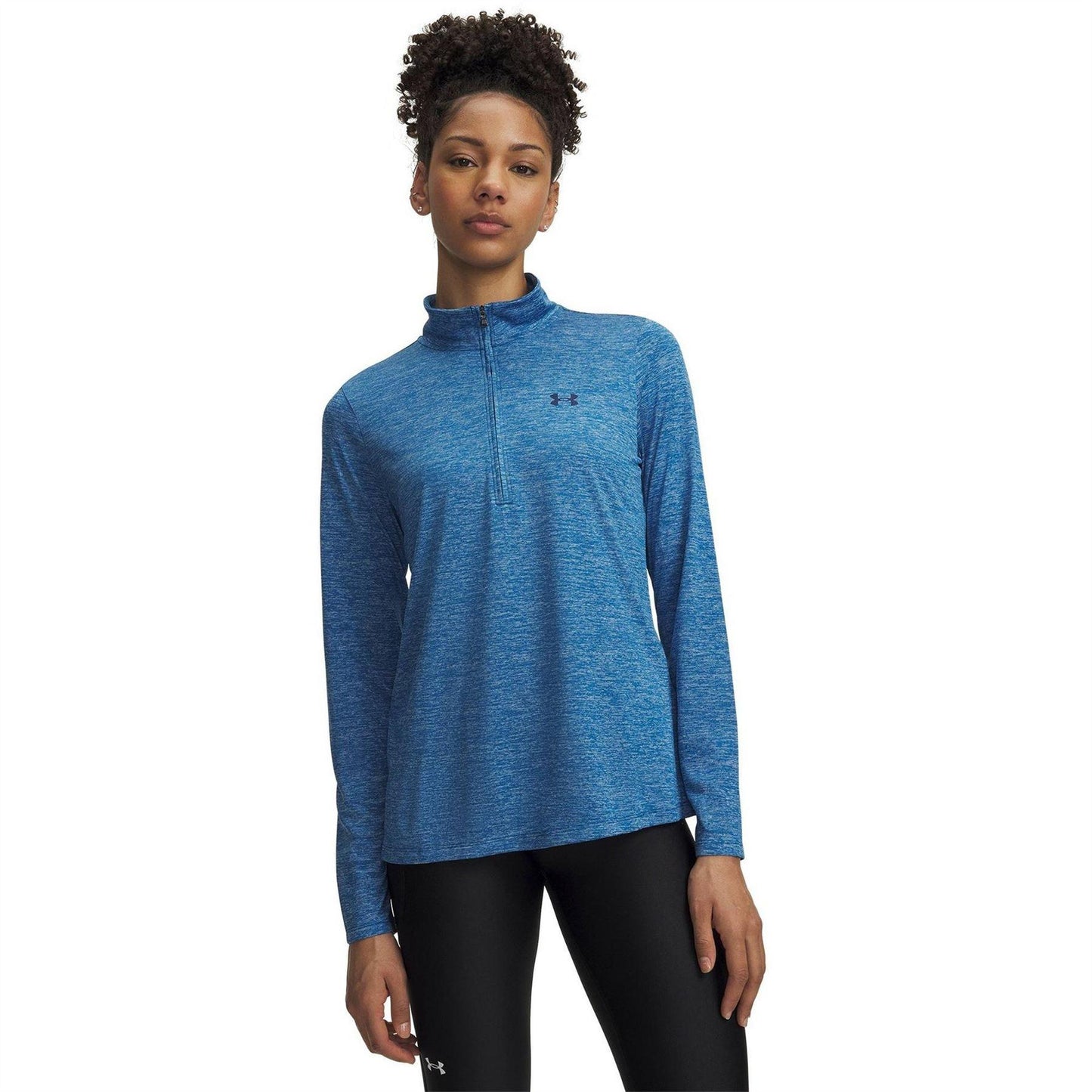 Aegean Blue - Front - Under Armour Womens-Ladies Tech Textured Half Zip Top