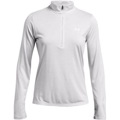Halo Grey - Front - Under Armour Womens-Ladies Tech Textured Half Zip Top