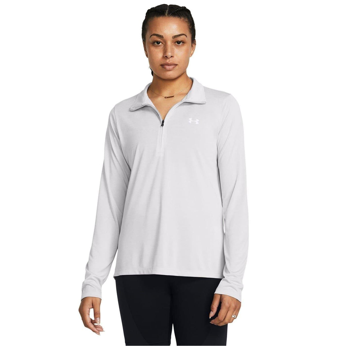 Halo Grey - Back - Under Armour Womens-Ladies Tech Textured Half Zip Top
