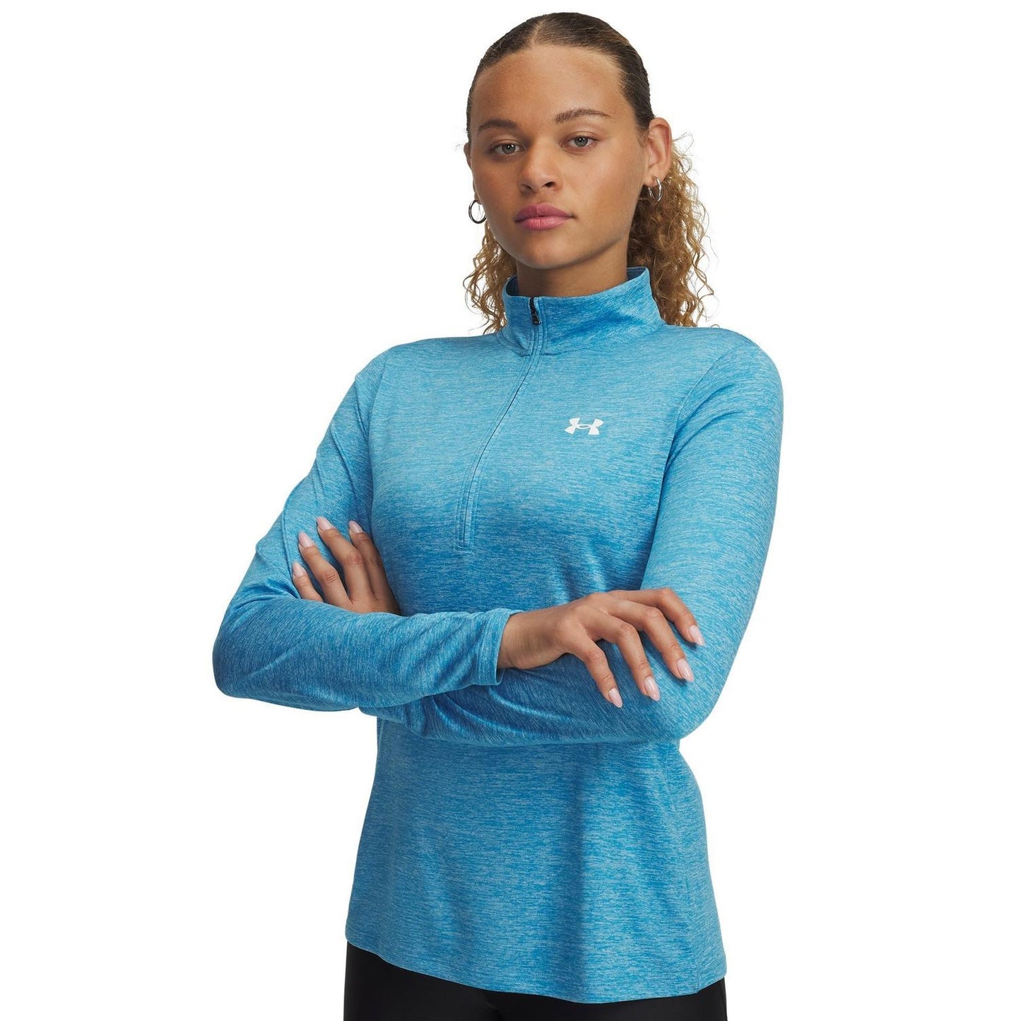 Ethereal Blue - Front - Under Armour Womens-Ladies Tech Textured Half Zip Top