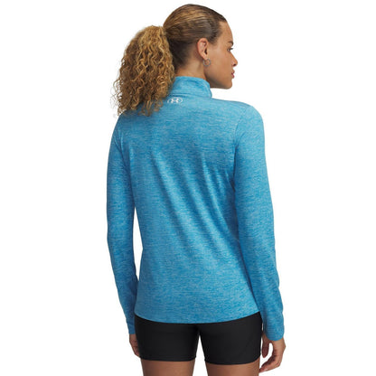 Ethereal Blue - Back - Under Armour Womens-Ladies Tech Textured Half Zip Top