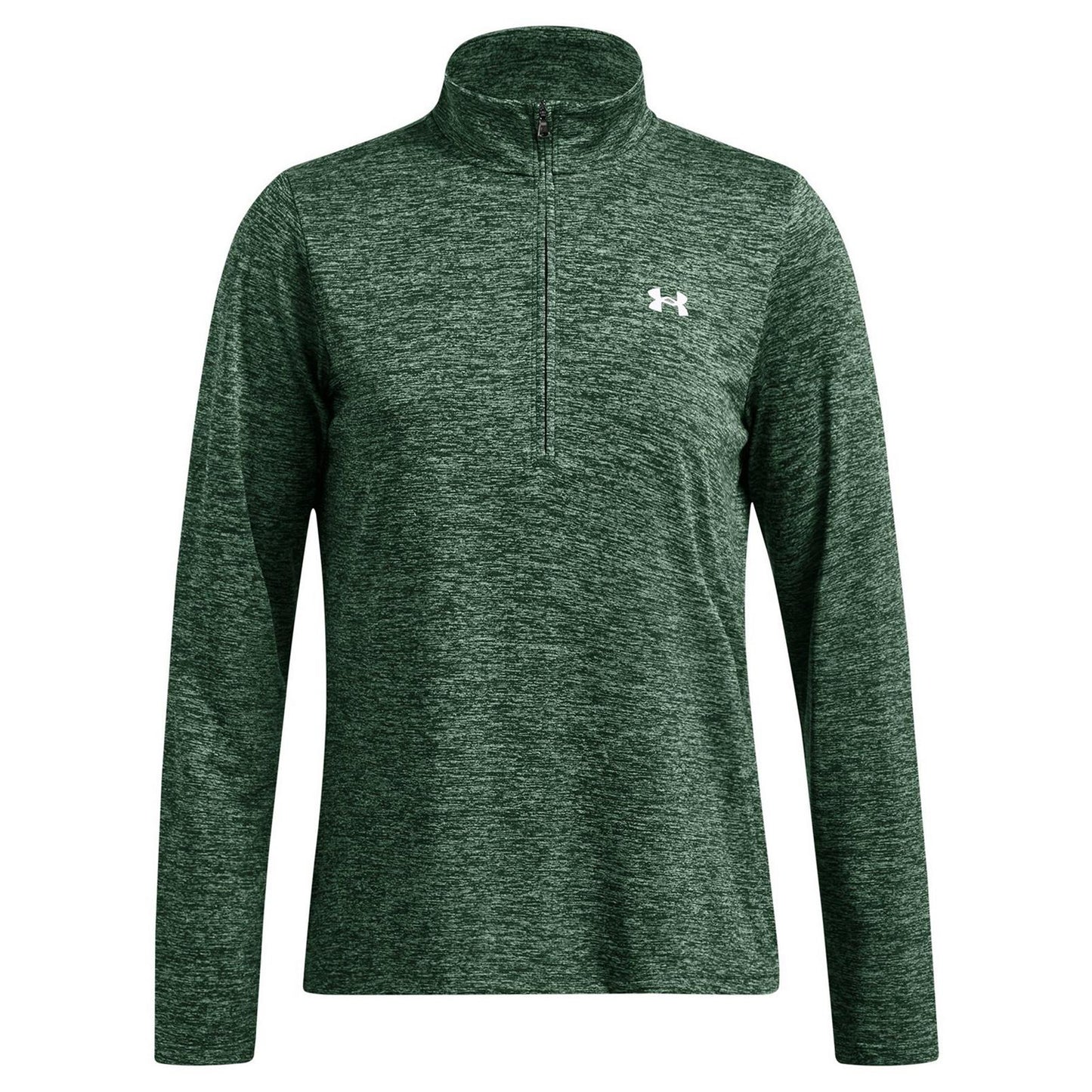 Forest Green - Front - Under Armour Womens-Ladies Tech Textured Half Zip Top