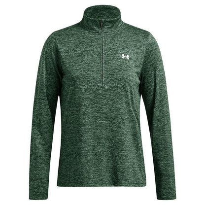Forest Green - Front - Under Armour Womens-Ladies Tech Textured Half Zip Top