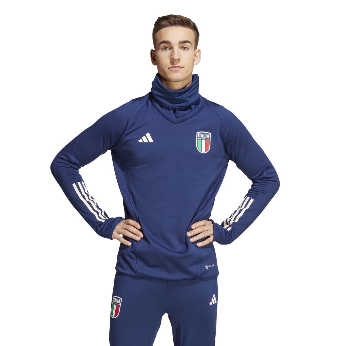 Blue - Side - Adidas Mens 2023-24 Italy Warm Up Top