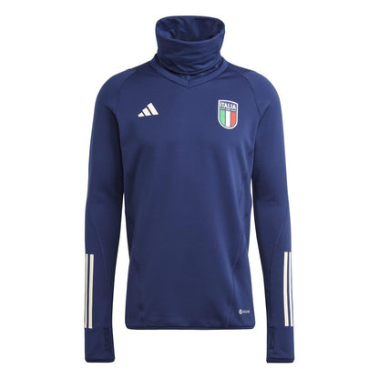 Blue - Front - Adidas Mens 2023-24 Italy Warm Up Top