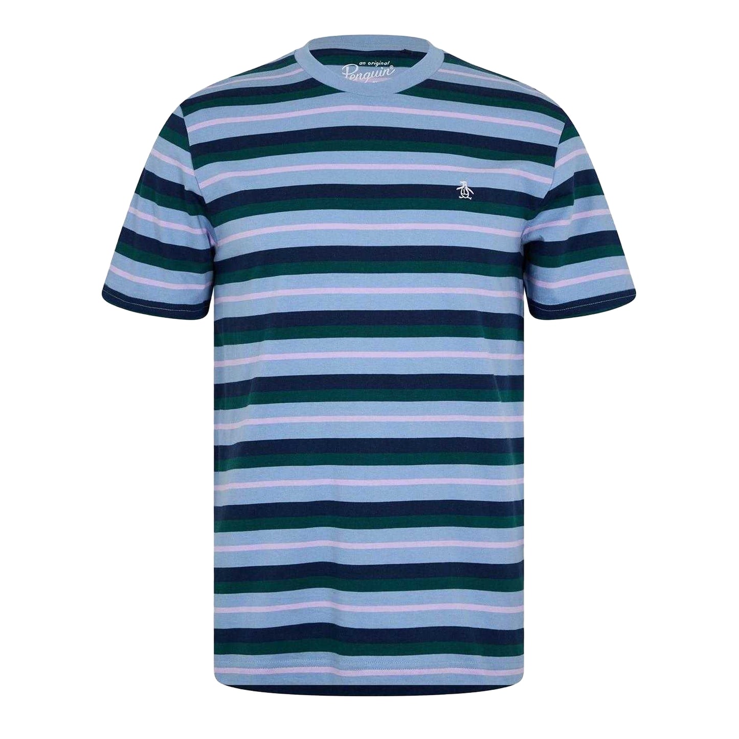 Faded Denim - Front - Original Penguin Mens 4 Stripes T-Shirt