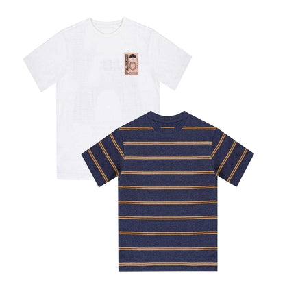 White-Green-Black Print - Front - Firetrap Childrens-Kids Back Print Short-Sleeved T-Shirt (Pack of 2)