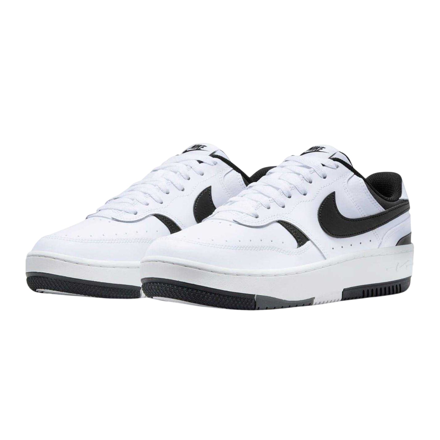 White-Black - Side - Nike Womens-Ladies Gamma Force Leather Platform Trainers