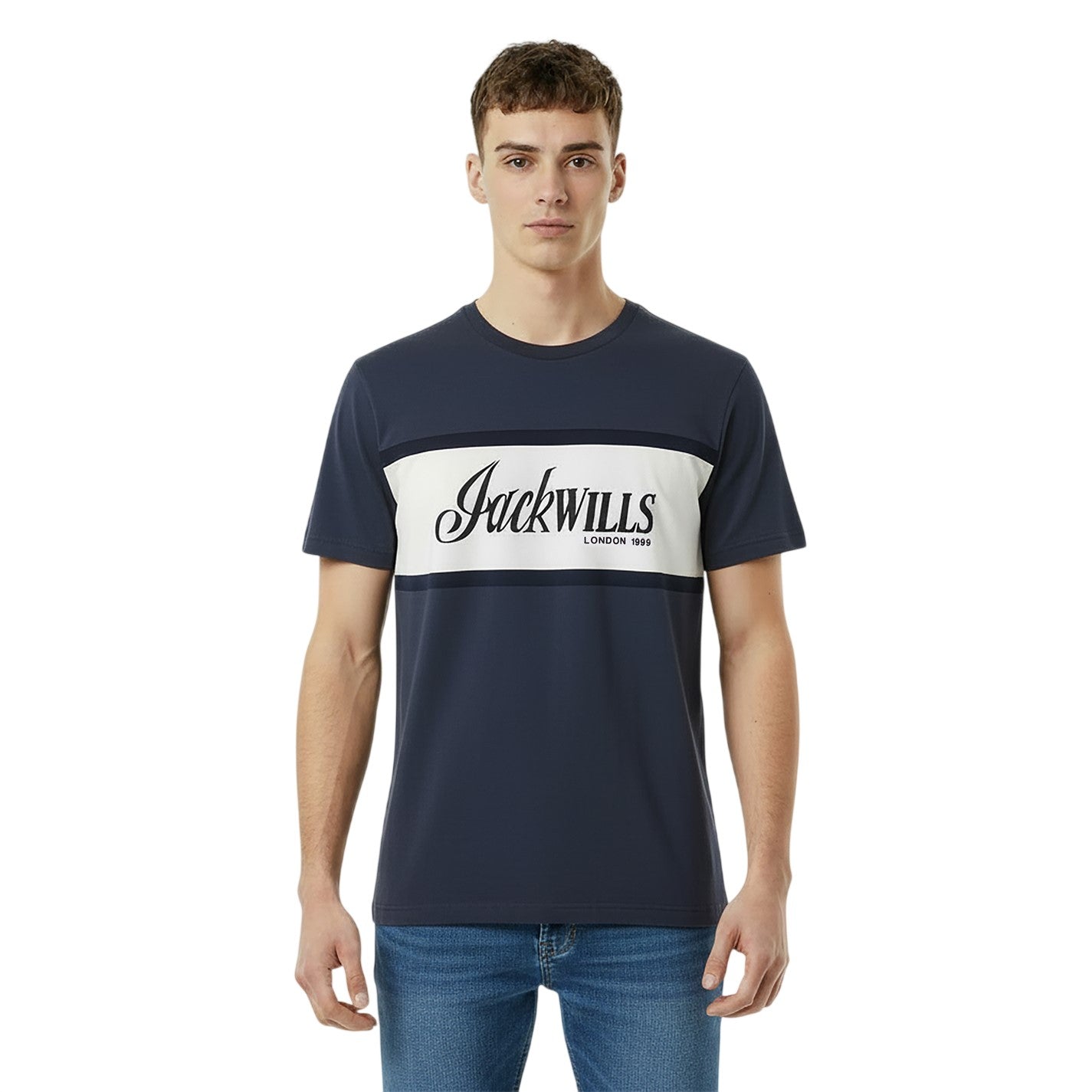 Night Sky - Side - Jack Wills Mens Big Logo Crew Neck T-Shirt