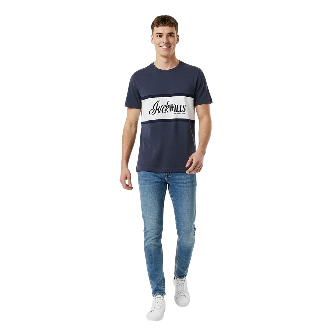 Night Sky - Pack Shot - Jack Wills Mens Big Logo Crew Neck T-Shirt