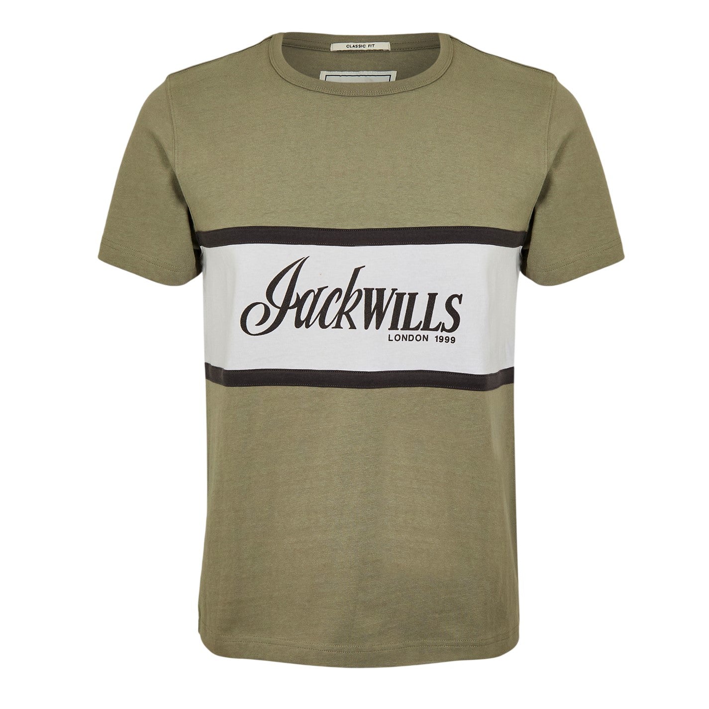 Silver Sage - Front - Jack Wills Mens Big Logo Crew Neck T-Shirt